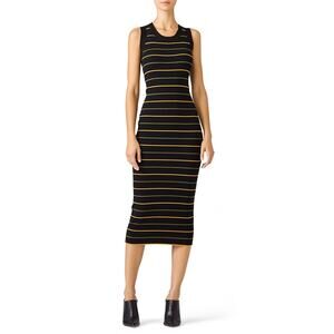 A.L.C Bodycon sleeveless Striped Shane Dress black knit midi dress size M